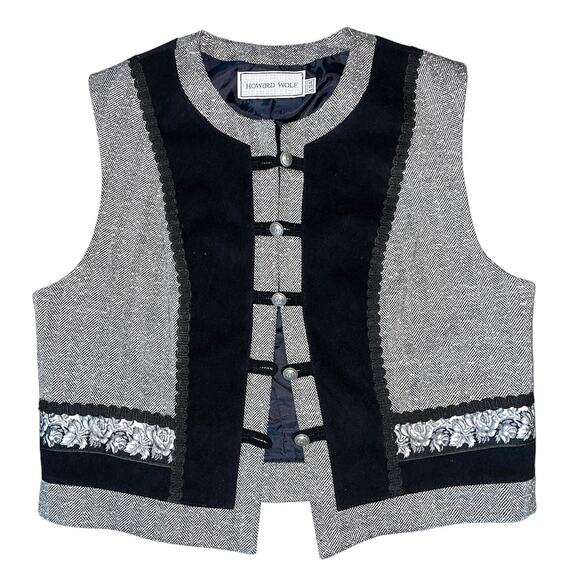 Howard Wolf Vintage Grey Tweed Knit Bolero Vest size 12 - Picture 1 of 12